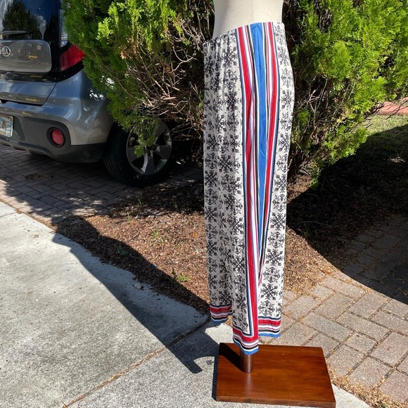 Zara Scarf Print Flowing Wide Leg High Waist Palazzo Pants - Picture 5 of 9